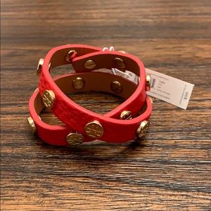 Tory Burch logo wrapped double studded bracelet.